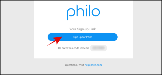 Click "Sign Up for Philo." 
