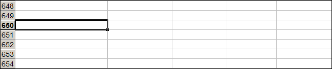 Blank cells in a Microsoft Excel spreadsheet.