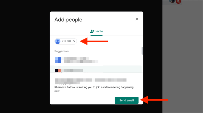 Add people and click on send Email