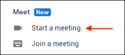 Google Meet section in Gmail sidebar