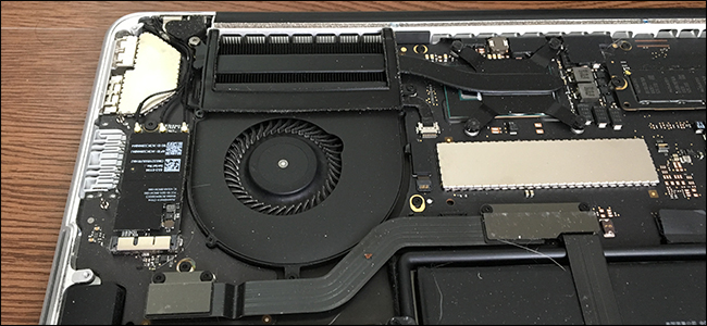Inside a MacBook Pro chassis.