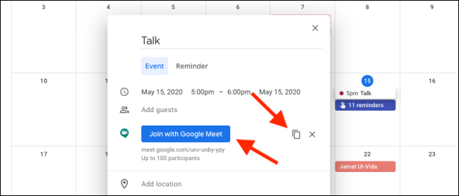 Join Google Meet from Google Calendar