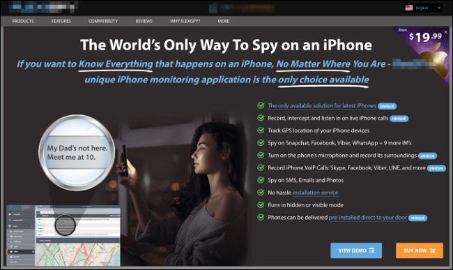 An ad for an iPhone spy software.