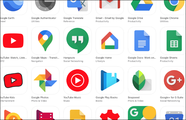 The icons of all the Google apps for iOS.