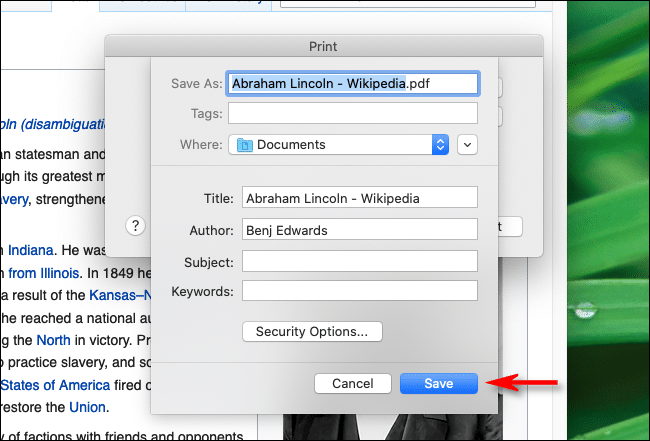 Type file name and click Save in Firefox on Mac