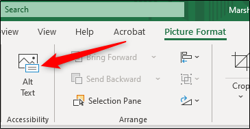 Alt text tab in Excel