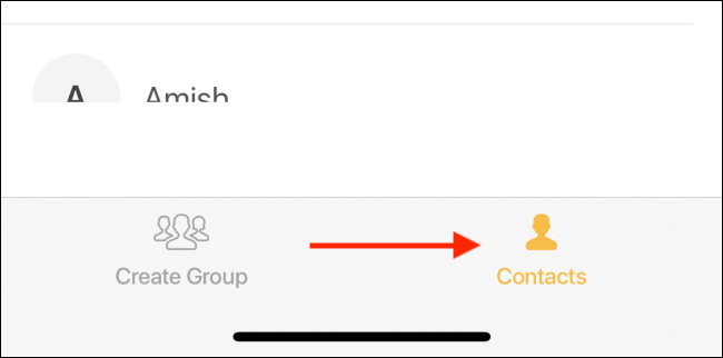 Go to the Contacts tab in the Groups app