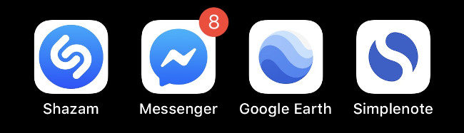 Four blue iOS app icons.