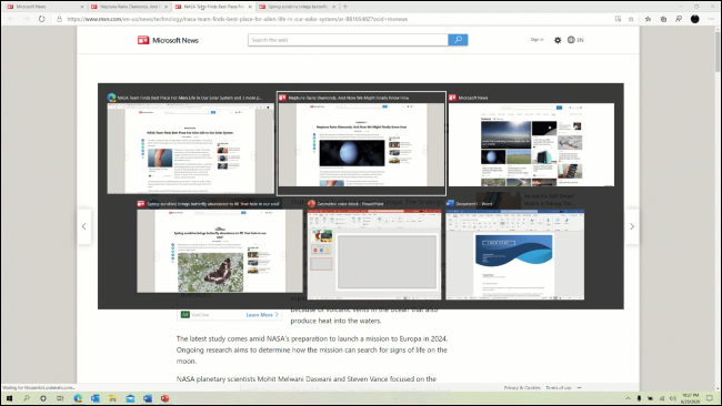 Edge browser tabs appearing in the Alt+Tab switcher.