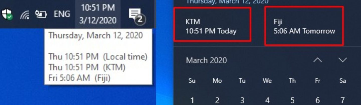 How to add multiple time zone in Windows 10