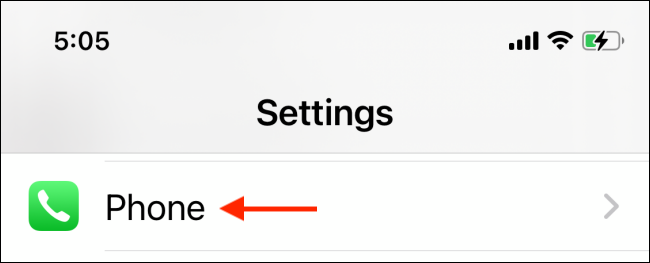 Select Phone from Settings