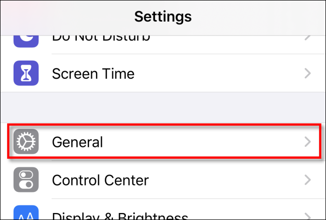 Tap "General" in "Settings."