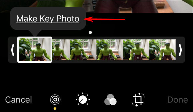 Tap "Make Key Photo" in Photos on iPhone.