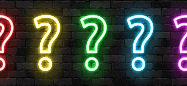Neon question mark signs