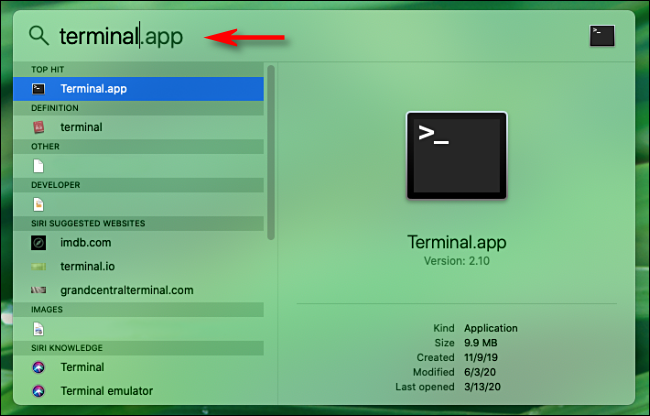 Open Spotlight Searcha and type "terminal.app" then hit enter.