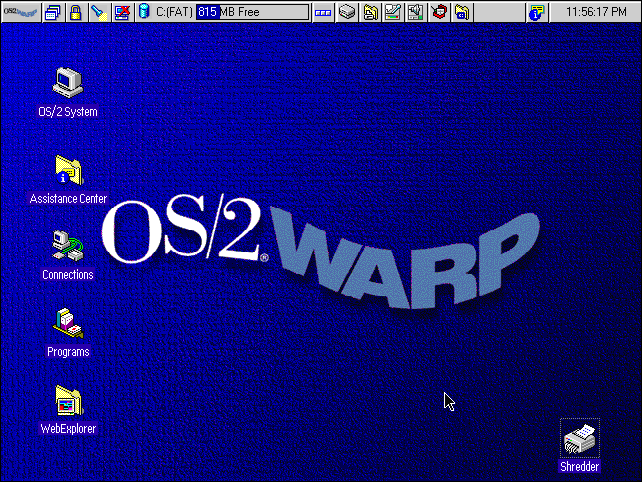 The IBM OS/2 Warp 4 desktop. 
