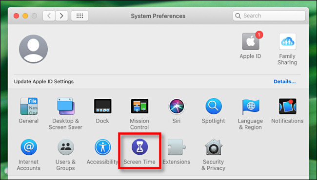 In System Preferences on Mac, Select "Screen Time."