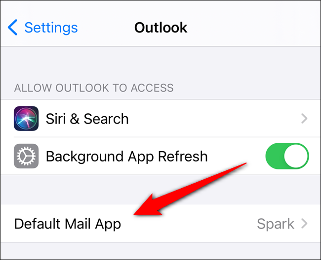 Select the "Default Mail App" option