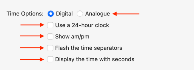 The "Time Options" menu on Mac.