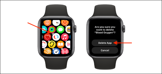 Delete Blood Oxygen App on Apple Watch