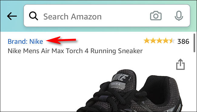 "Brand: Nike" in a description for a pair of sneakers on Amazon.