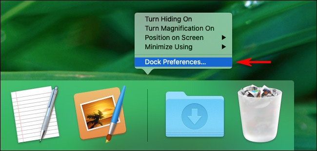 On a Mac, right-click the Dock and select Dock Preferences